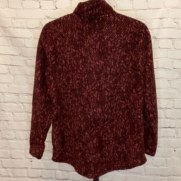 Stan Herman Fuzzy Teddy Bear Maroon Pullover Size Medium - Picture 2 of 4